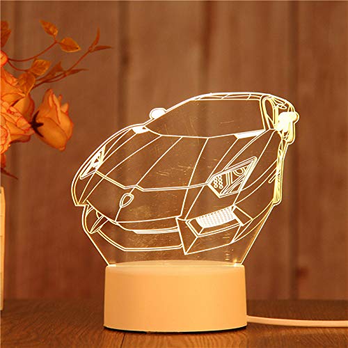 N/C 4 W Amour Romantique 3D Veilleuse Coeur Ballon Acrylique LED Veilleuse DéCoration Lampe De Table Saint Valentin ChéRie Cadeau De Femme,Car