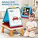 Kids Art Easel Toys, Foldable Double-Sided Tabletop Easel with Chalkboard & Whiteboard, Painting Accessories Included, Creative Gift for Toddlers, Boys & Girls