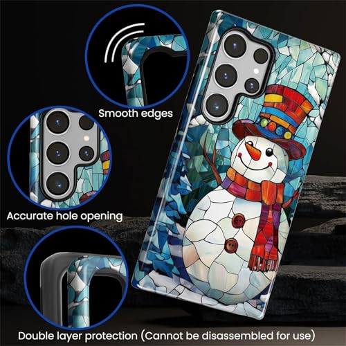 TAMEFOX Case for Samsung Galaxy S24 Ultra,Anti Drop Scratch Frosted Protective Cover Case for Women Girl-Gorgeous Winter Christmas Snowman - image 4
