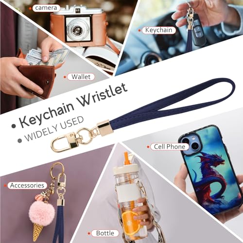 Image of KNGITRYI Small Wristlet Wallets for Women RFID Credit Card Holder Wallet Keychain Wristlet Wallet Credit Card Wallets for Women (Navy Blue)