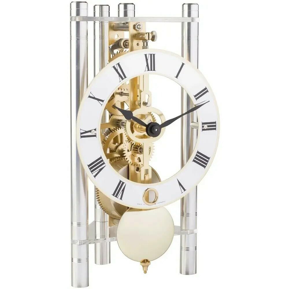 Hermle Silver Table Clock, Aluminium, 19,5Cm X 11Cm X 9Cm, 23023-X40721