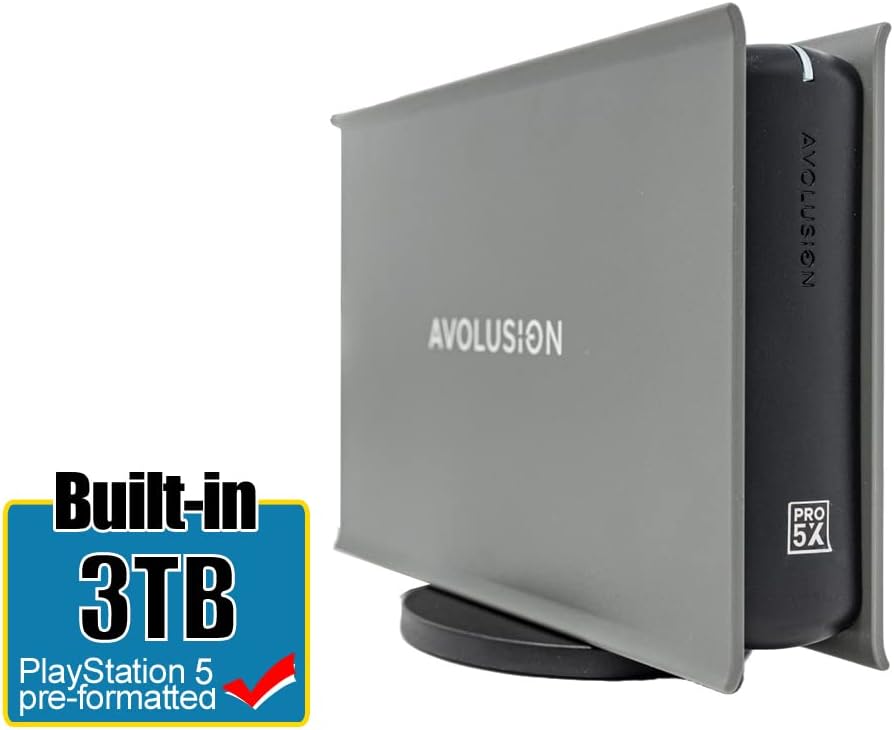 Avolusion PRO-5X Series 3TB USB 3.0 External Gaming Hard Drive for PS5 Game Console (Grey) - 2 Year Warranty (Renewed)