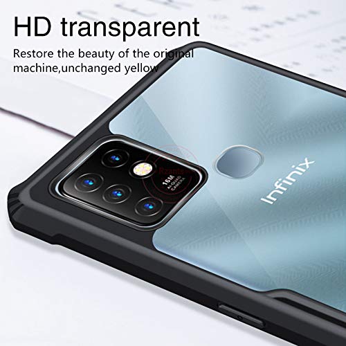 Image of REALCASE Hot 10 Back Cover, Silicone & Acrylic Hard Transparent Bumper Back Case Cover for Infinix Hot 10 (X-Black)
