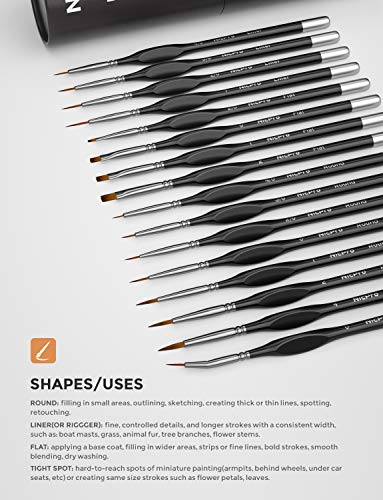 Nicpro MG060 16 Pcs Small Detail Paint Brush Set, Professional Miniature Painting Kit Fine Detail Brushes thumb #2