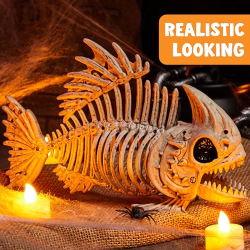 JOYIN 2 PCS 9.5” Halloween Pose-N-Stay Fish Skeleton Animal Plastic Bones with Posable Joints for Halloween Decorations Party Props JOYIN 2 PCS 9.5” Halloween Pose-N-Stay Fish Skeleton Animal Plastic Bones with Posable Joints for Halloween Decorations Party Props