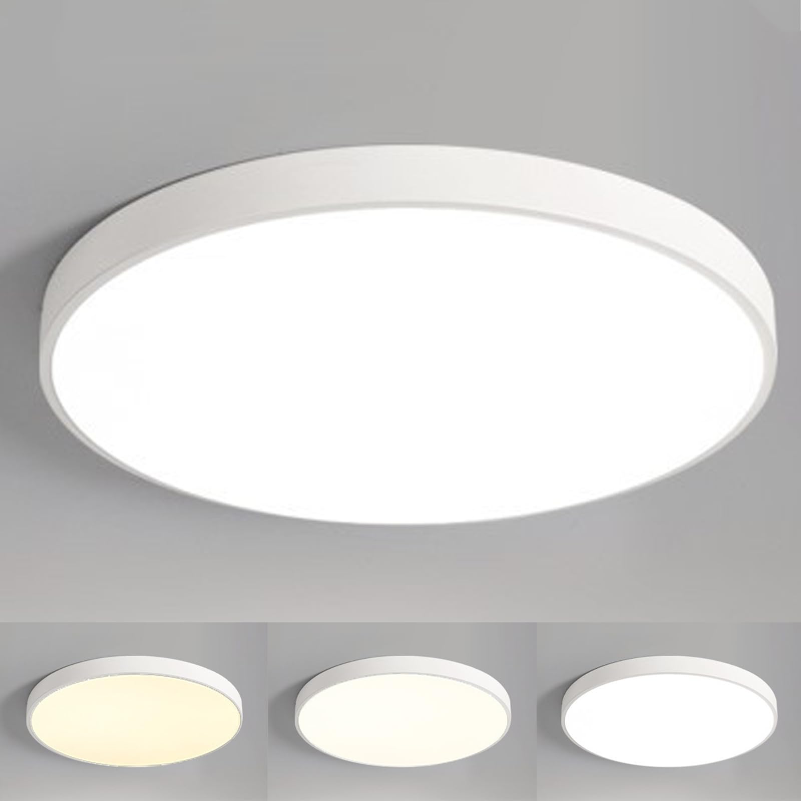 LXTEDJ Plafon LED Techo, 48W Moderna Lámpara de Techo LED, 2250LM Blanco Frío 6500K, Redondo Luz de Techo del Para Corredor Baño Cocina Sala de Estar Dormitorio Pasillo 50cm-White