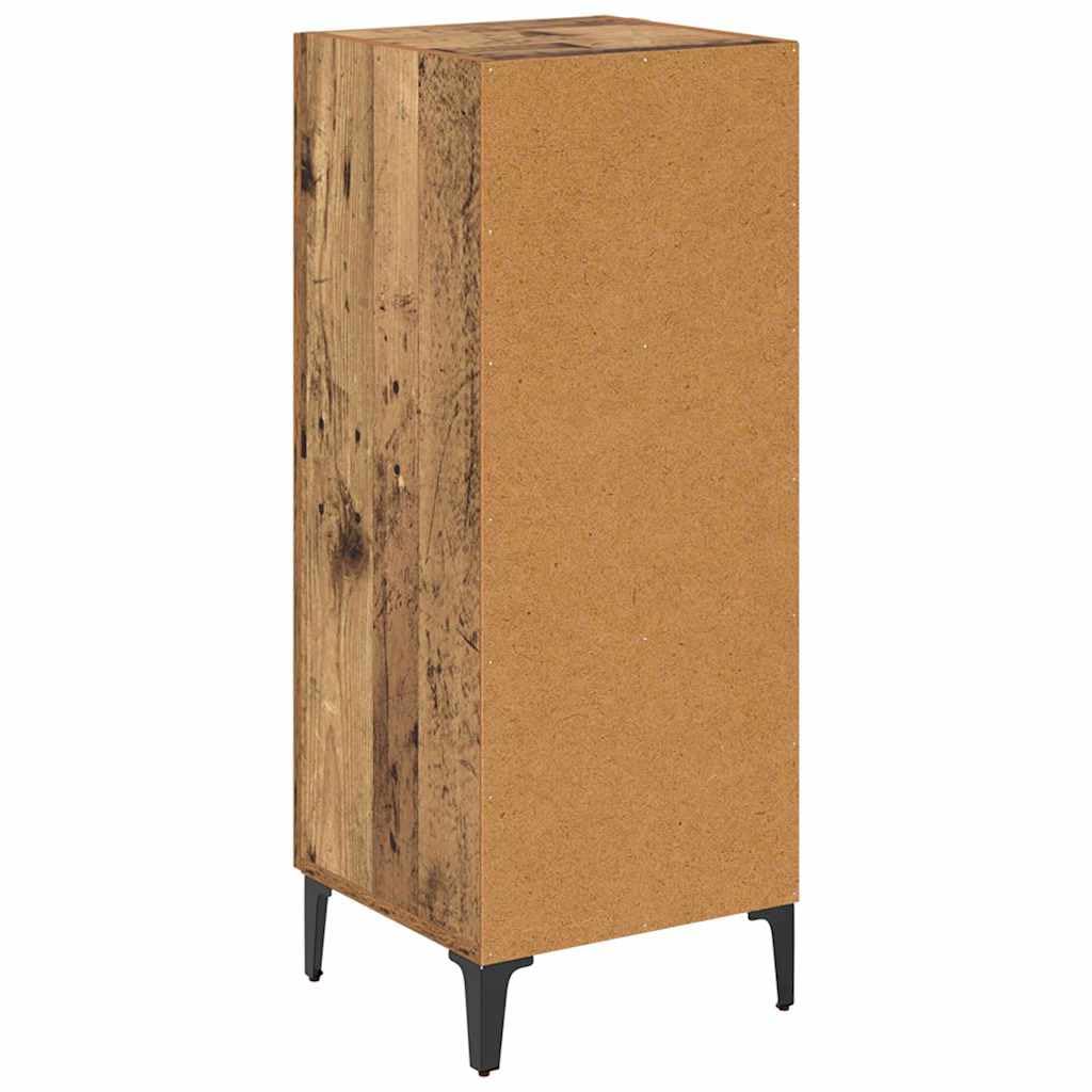 Kredens o wyglądzie starego drewna, 34,5 x 34 x 90 cm, materiał drewnopochodny, z drzwiami na zawiasach, prostokątny stół konsolowy do salonu, jadalni, wszechstronne przechowywanie