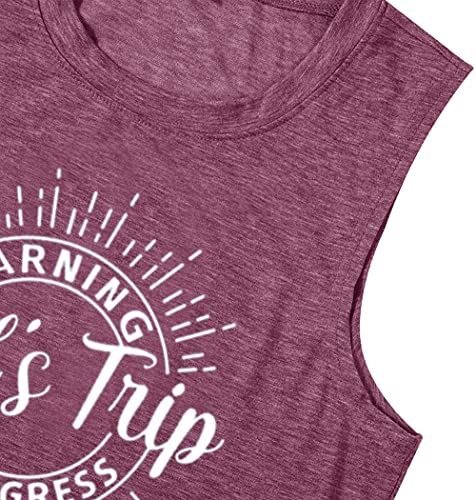 Warning Girls Trip in Progress T-Shirt Shirt Vacation Outfits for Women Holiday Shirts Girls Weekend Tee4