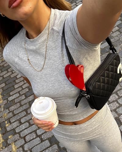 Abardsion Women's Casual Basic Knit Ribbed Tees 2024 Slim Raglan Sleeve Crewneck T Shirts Tops2