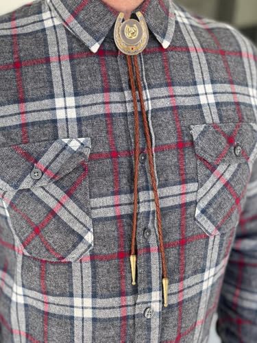 Image of Jeilwiy Bolo Tie for Men, Western Cowboy Golden Longhorn Bull Eagle Horse Cowboy Hat Bolo Necklace Leather Necktie for Women