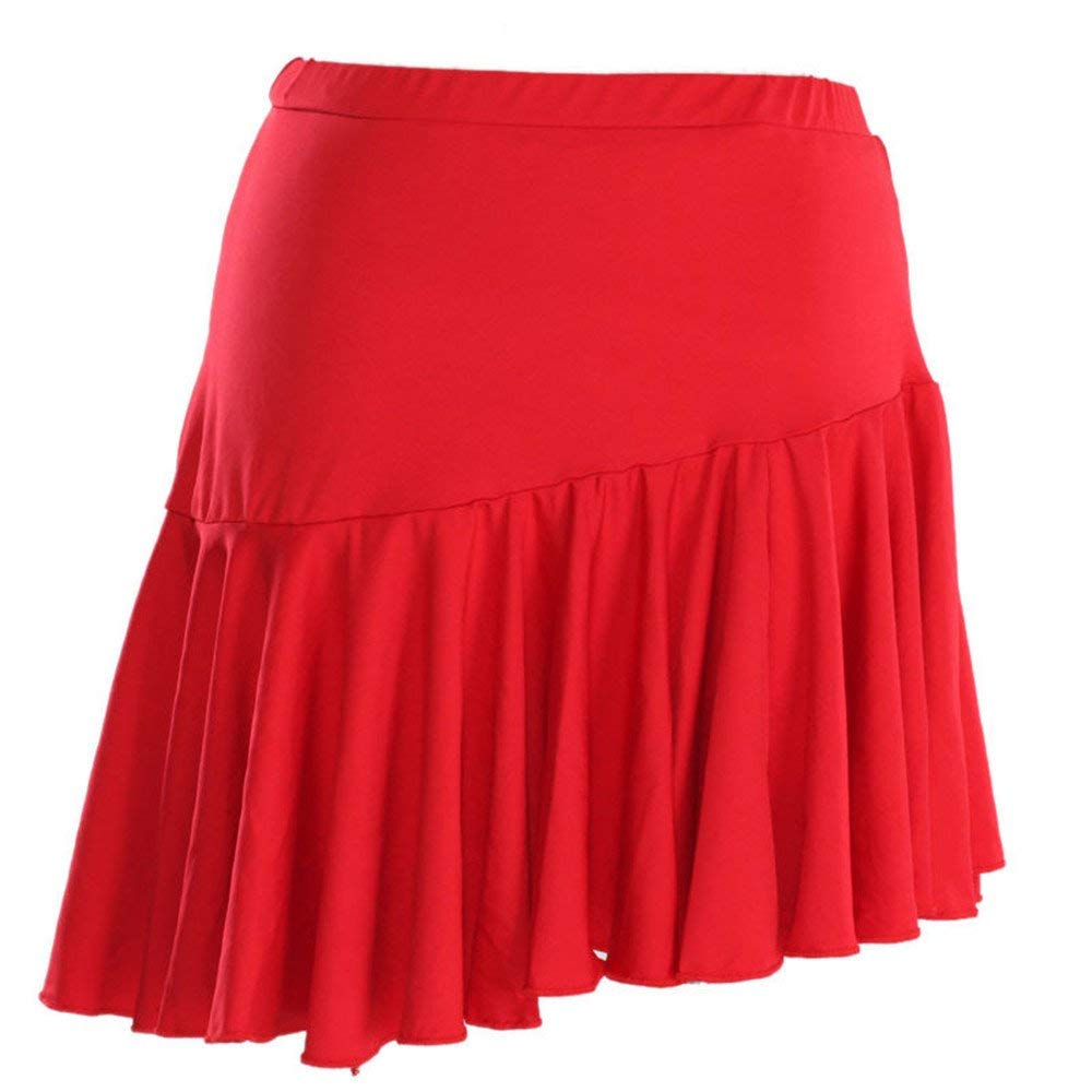 New Latin Cha cha Salsa Ballroom Dance Mini Skirt Training Dance Skrit Black, red Color (red)