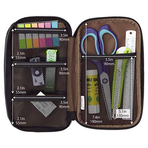 Image of LIHITLAB Large Capacity Triple Zipper Pencil Case For School Office College, Big Capacity 8 Compartments Pencil Bag Holder Adults Teen Boys Girls, Travel Cosmetics Storage, Black (A7556-24)