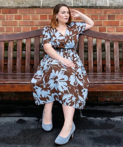 Image of CARCOS Plus Size Dresses for Curvy Women V Neck Summer Maxi Dress Short Sleeve Floral Boho Dress Smocked Waist Beach Dress