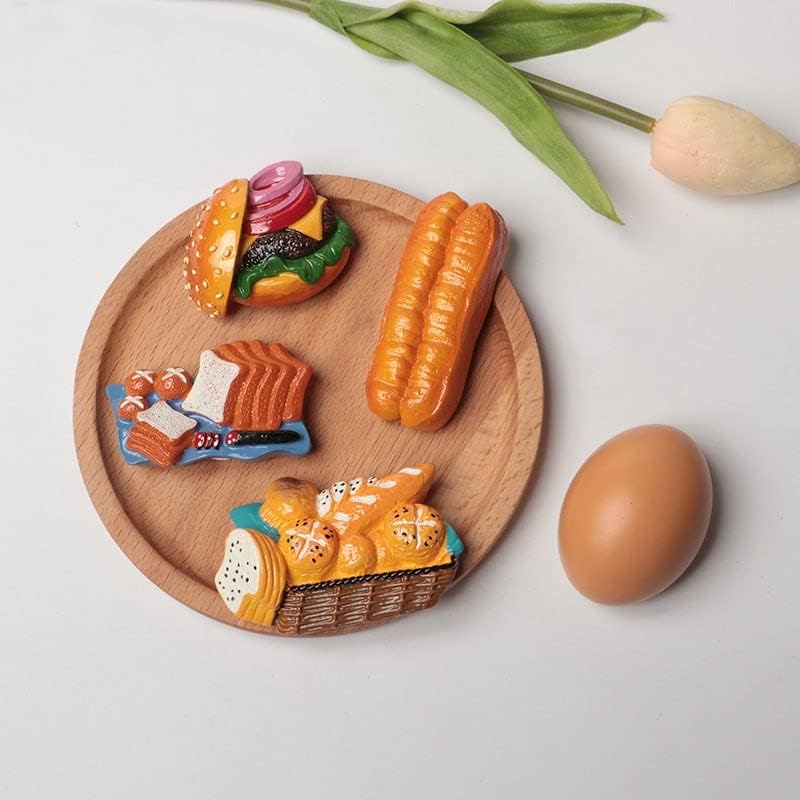 Miniatura 6 de Imán 3D para nevera, pasta para refrigerador, alimentos, baguette, pan, huevo, pan, tostada, hamburguesa, decoración del refrigerador, colección de