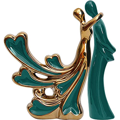 Estatua de pareja amantes de cerámica decorativa moderna miniatura 1