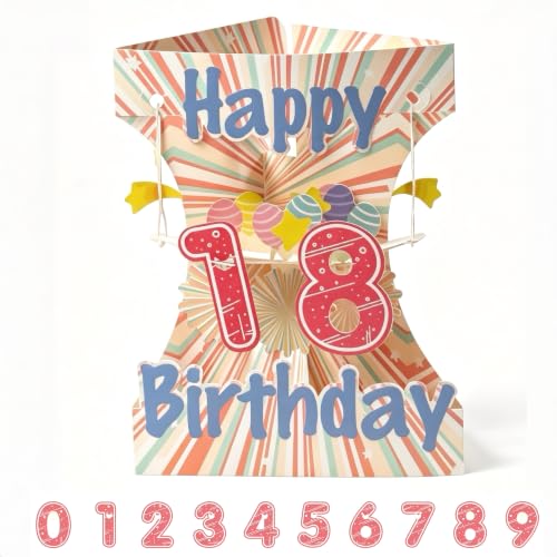 iBestgol 3D Pop Up Birthday Card,Swinging Numbers,Interchangeable Age