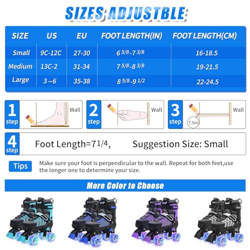 Image of Kids Roller Skates for Boys, Blue Adjustable Rollerskates with Light Up Wheels for Teens Youth Ages 8-12 10 11 12, Beginners Outdoor Sports, Best Birthday Gift for Kids