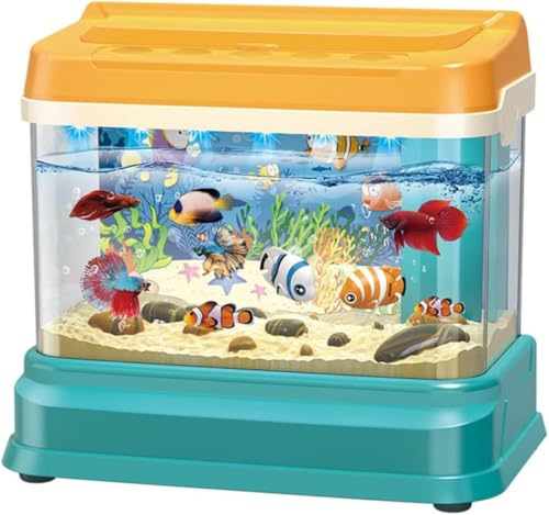 Fiegcit 水槽 おもちゃ 魚 水槽 装飾 釣り 赤ちゃん 幼児 おもちゃ 装飾品 LED 水槽 おもちゃ 水槽 ライト ランプ トロピカル 魚 水槽 水循環セット水族館 親子インタラクティブ