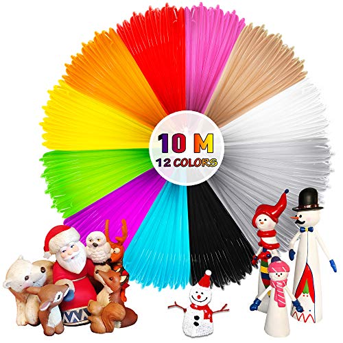 Mture 10m PLA Filament, 3D Stylo Fils Filament, 3D Dessin Ink Filament 3D Print Filament Pour Stylo à l'impression 3D 3D Dessin, 1.75 mm, 12 PCS