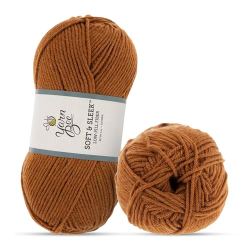 Image of Hobby Lobby Yarn Bee Soft & Sleek Yarn, 100% Low Pill Acrylic, Crocheting & Knitting (Tobacco)