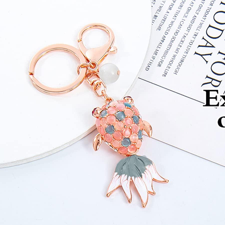 Keychain Rhinestone Fish Pendant Keyring 3D Animal Iced Out Metal Key Ring Bag Charm Christmas Birthday Gift Keychains Key Chain Key Ring Holder for Men and Women - Image 6