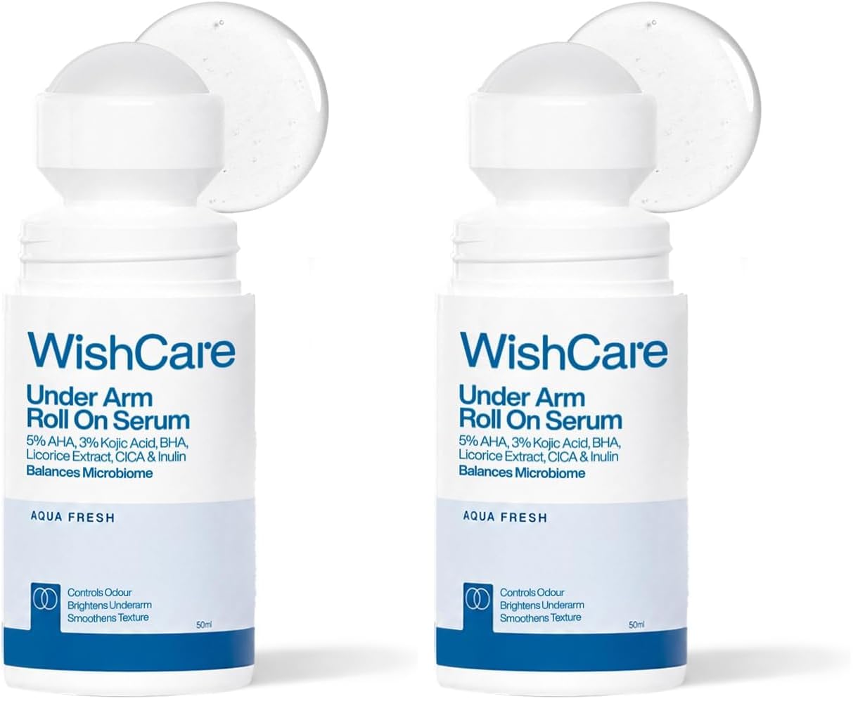 WishCare Underarm Roll On Serum - 5% AHA & 3% Kojic Acid for Brightening & Odour Control - Roll On Deo for Women & Men- 0% Alcohol & Long Lasting Aqua Fragrance - 50ml (Pack of 2)-picture-52