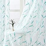 MRTREES Sheer Curtains 54x54 Inch Long Living Room Leaves Embroidered Bedroom Voile Window Curtain...