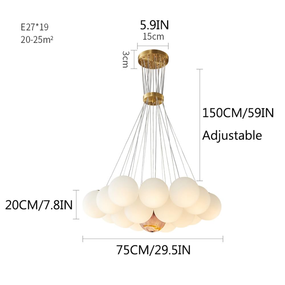 Luna Pianeta Terra Lampadario Decorazione della casa Lampada a sospensione a sfera di latte bianco Luce rosa a grappolo Lampadario a soffitto a bolle Sala da pranzo Lampada a sospensione a LED