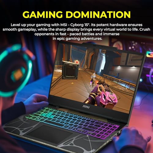 Image of msi Cyborg 15 15.6 inch FHD 144Hz Gaming Laptop, Intel Core 7-240H, NVIDIA GeForce RTX 5070 8G GDDR7, 64GB DDR5, 5TB Storage(4TB SSD&1TB Docking Station Set), 4-Zone RGB Keyboard, Wi-Fi 6E, Win 11, Black