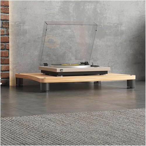 PZEOB Supporto in Legno for Rack Audio, mobiletto for componenti Audio/Video, mobiletto for archiviazione multimediale Moderno a 1/2/3/4 Livelli, Supporto Stereo a Torre for Rack Audio(Wood,1 Tier)