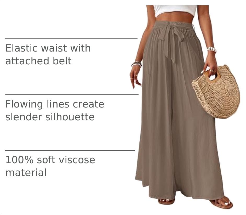 Image of Bsubseach Women Wide Leg Pants Floral Flowy Palazzo Pants