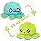 TeeTurtle - The Original Reversible Octopus Plushie - Green Happy + Aqua Worried - Cute Sensory Fidget Stuffed Animals That Show Your Mood, 4 inch