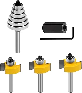 Router Bits 1/4" Shank, Rabbet Router Bit Set, 3 Pieces Wood Router Bits with 6 Bearings Set (1/8", 1/4", 5/16", 3/8", 7/16", 1/2" Bearings) Interchangeable Bearings (3pcs)