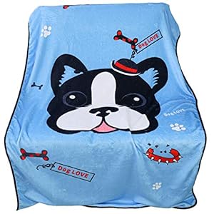Ben-Av-RDTECH-Ecological-Beautiful-Pet-Blanket-M-L-PET-ECO-Dog-Blanket-for-Large-or-Medium-Dogs-Warm-Durable-Micro-Plush-Fabric-to-Protect-Furniture-Blue-with-French-Bulldog-35x55-Inches Ecological Beautiful Pet Blanket