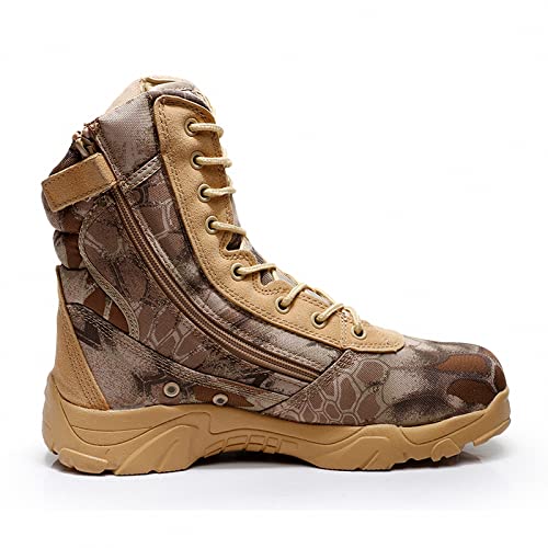 Tebapi Men Military Tactical Boots Backpacking Outdoor Hiking Camping Climbing Trekking Camouflage Ankle Boot Army Shoes Combat Waterproof Side Zipper2