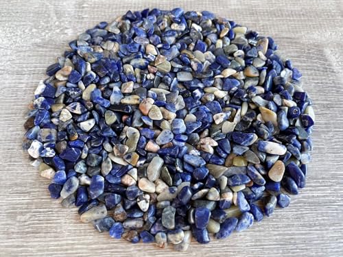 Image of GAF TREASURES 2 oz Lot Natural Semi Sodalite Tumbled Gemstone Chips, Crushed Mini Crystals, Undrilled Crystal Chips (Sodalite)