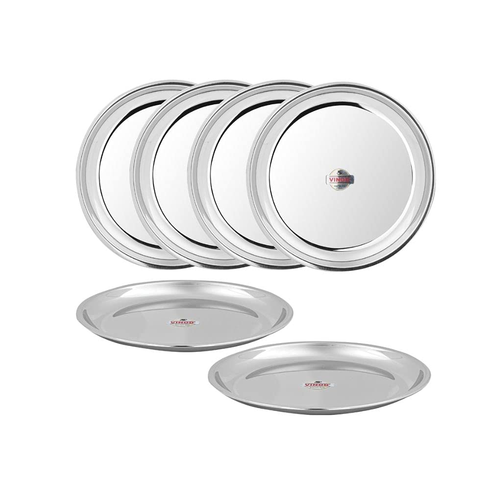 Vinod Stainless Steel China Serving Dish, Diameter 22 cm, Smokey Grey, Small (VINODCHINADISH226) - Set of 6 Pieces