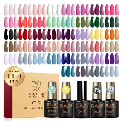 ROSALIND Esmaltes Semipermanentes Para Uñas, 48 Piezas Rosa Violeta Verde Rojo Colores Pintauñas Semipermanentes,UV LED Esmaltes de Gel Naranja Marrón Azul Gris Nail Art Manicure Regalo
