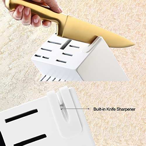 McCook® Kitchen Knife Sets, Golden Titanium Stainless Steel Knives Block Set with Built-in Sharpener - Image 4