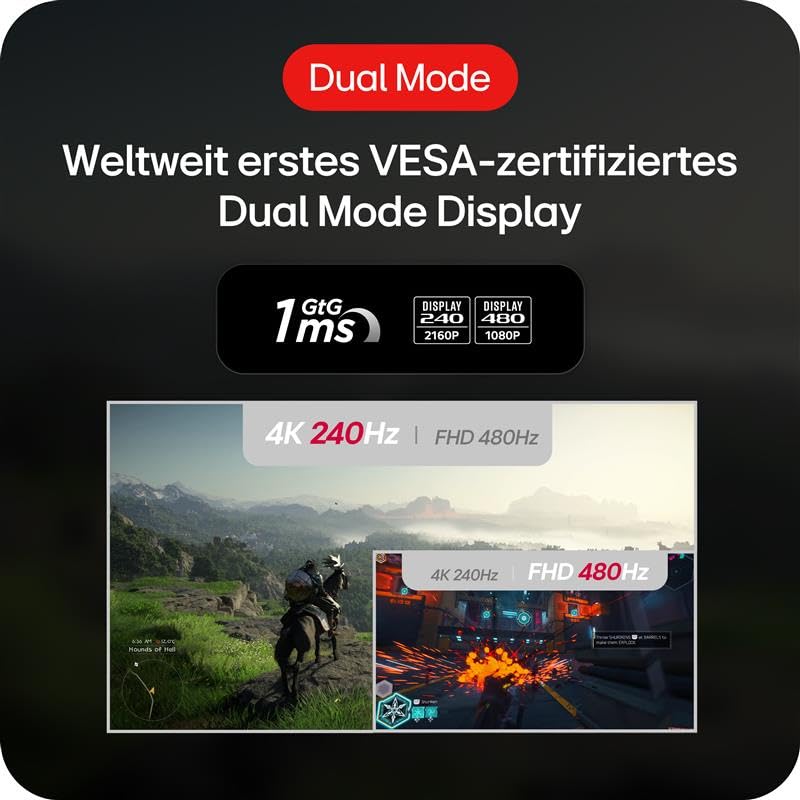 LG Ultragear™ 27G850A-B.AEU (27 Zoll) 4K UHD IPS Gaming-Monitor, 240Hz/480Hz, AMD FreeSync™, DisplayHDR™ 600, 2X HDMI 2.1, DisplayPort 2.1, Schwarz