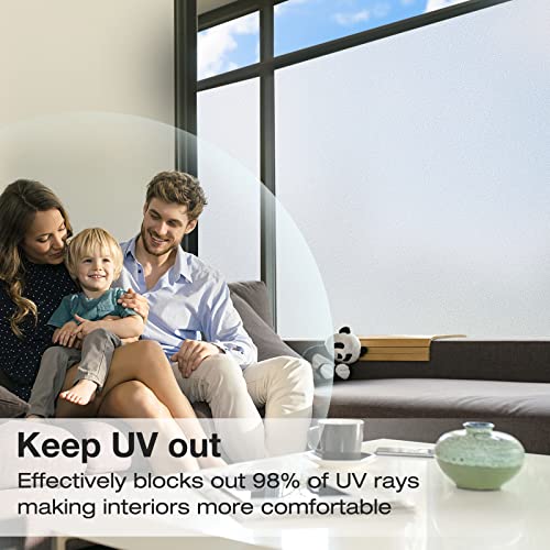 Window Film Frosted Glass Window Privacy Film No Glue Bathroom Window Privacy Film Static Cling Non-Adhesive Sun Blocking Heat Resistant Nighttime Privacy Covering Light Filtering #TOP2