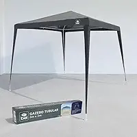 Gazebo Tenda Tubolar Cinza Grande 3x3m Compacto e Leve para Viagens - O melhor para Verão e Calor