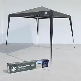Gazebo Tenda Tubolar Cinza Grande 3x3m Compacto e Leve para Viagens - O melhor para Verão e Calor