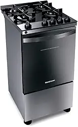 Fogão Brastemp 4 Bocas Inox com mesa de vidro, dupla chama e grill elétrico - BFO4VBR 220V