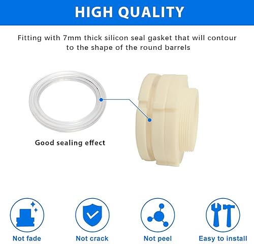 Miniatura 4 de Quickun Adaptador de conector de tanque de agua de mamparo ABS de 3 pulgadas con enchufes a granel de montaje de tubería (juego de 1)