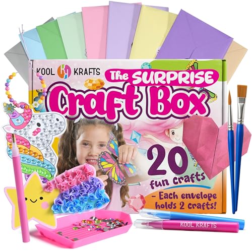 20 Arts & Crafts Kit for Girls The Surprise Craft Box All-Inclusive DIY Craft Set with 20 Fun Projects Individually Packaged Easy Step-by-Step Instructions Creative Activity Gift for Kids