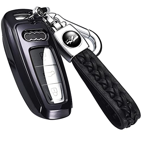 アウディ 専用 Audi 新型 A3 A6 A6 Avant RS6 A7 S7 RS7 A8 A8L Q8 Q7 Q5 キーケース キーカバー キーホルダー アクセサリー 全面カバー (ピアノブラック)