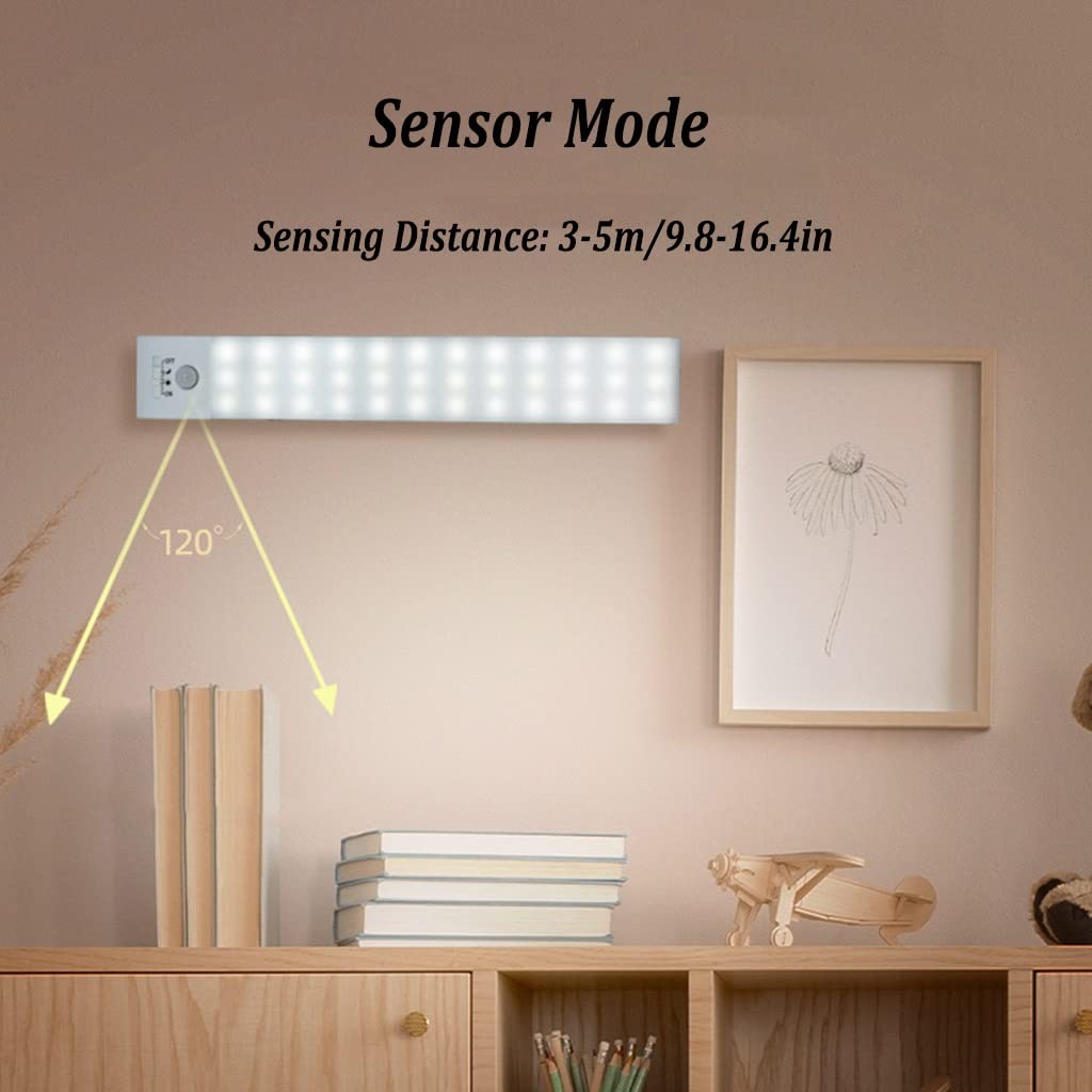 Lampada da Armadio a LED Ricaricabile, Sensore di Movimento, Wireless Sotto la Luce Dell'armadio, Illuminazione Magnetica per Armadi, per Guardaroba, Armadi, Armadietto, Madia, Luce Bianca