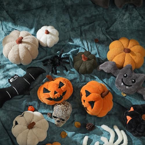 YRXRUS Pumpkin Pillows, Halloween Pumpkin Throw Pillows, Pink Shaped Pillow for Fall Room Decor Gifts, Teddy Fleece Cute 6x12 Inches Halloween Pillow, Accent Fall Pillows