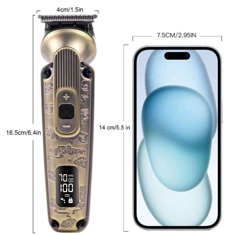Hatteker HT-6188 Hair Trimmer dimensions compared to a smartphone